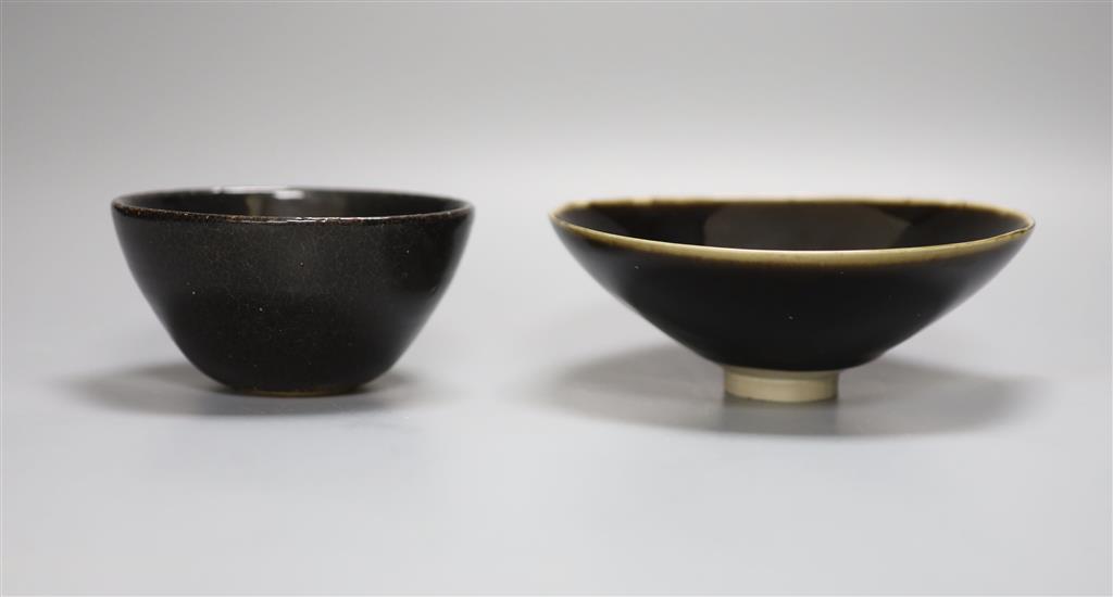 Two Chinese Henan type black glazed bowls, diameter 16cm